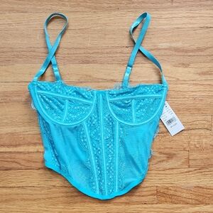 L.A. Hearts Teal Lace Corset Top Size XS